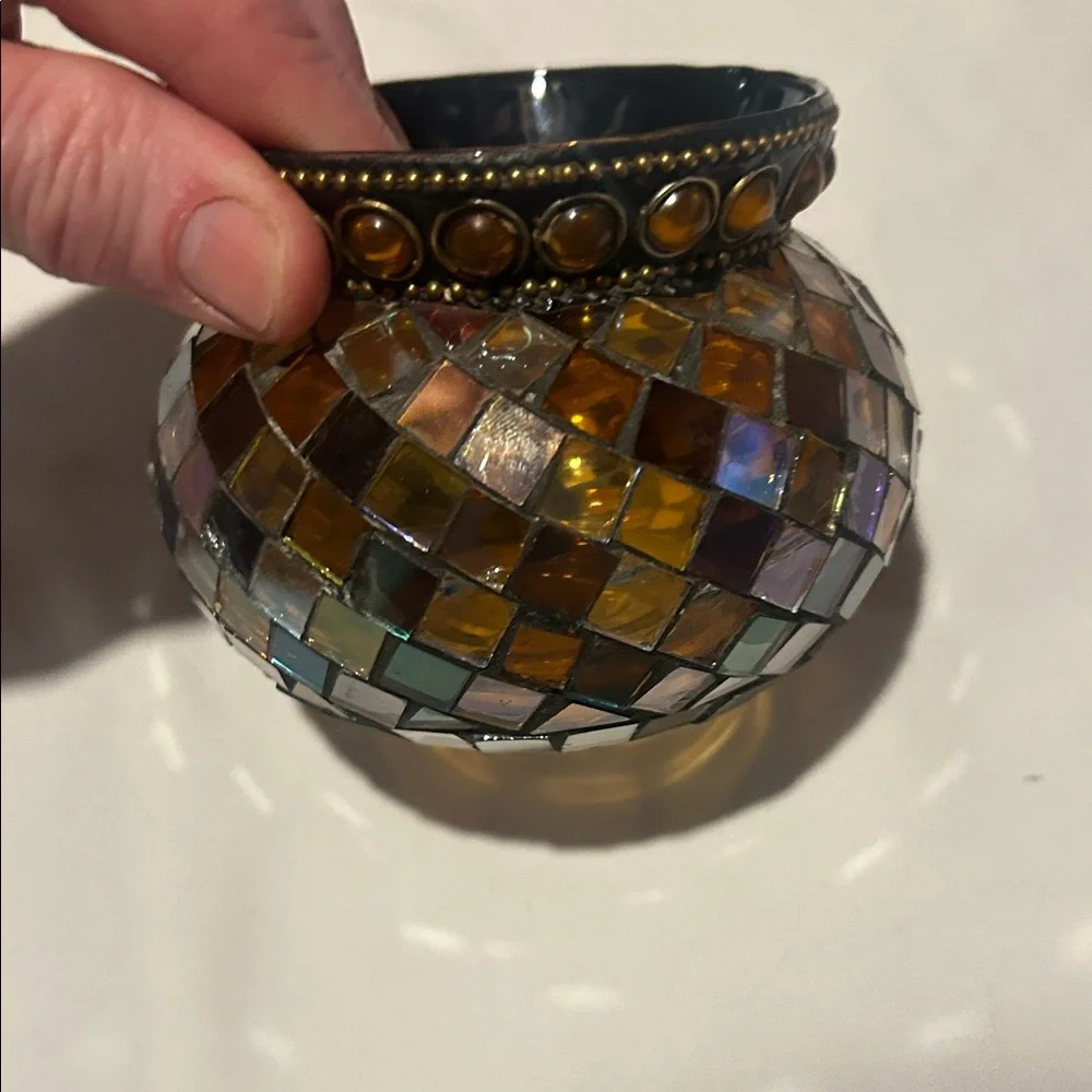 Vintage Partylite Mosaic Glass Candle Holder - Picture 5 of 5